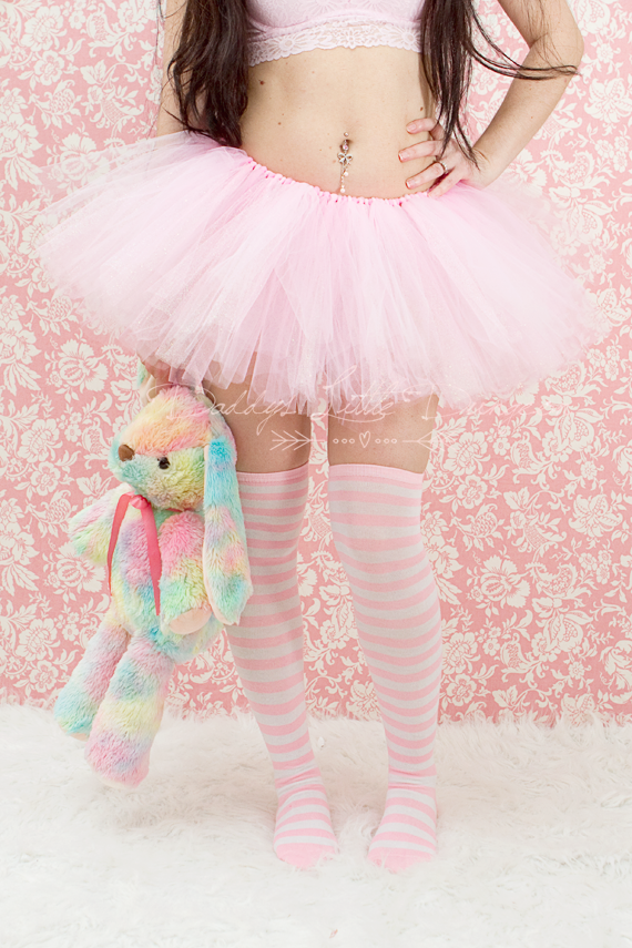 Cute DDLG Sexy Pink DADDY'S GIRL Lolita Stripe Tall Over Knee Thigh High Socks for Cosplay, Kawaii bdsm, Femdom, abdl.