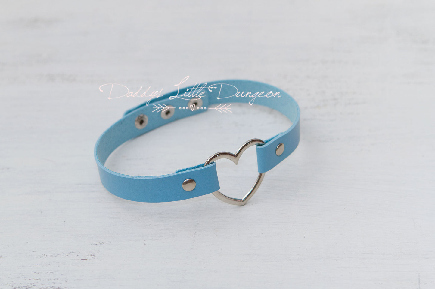 Blue Heart Bondage Collar & Leash Set