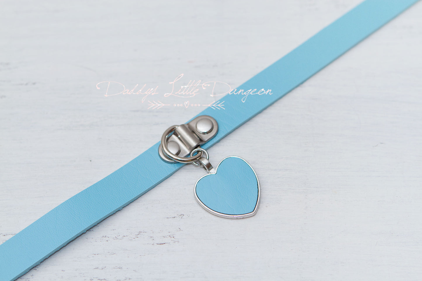 Blue Heart Charm Bondage Collar & Leash Set