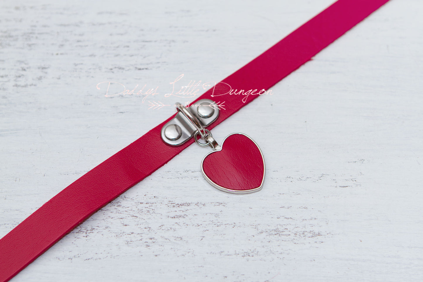 Red Heart Charm Bondage Collar