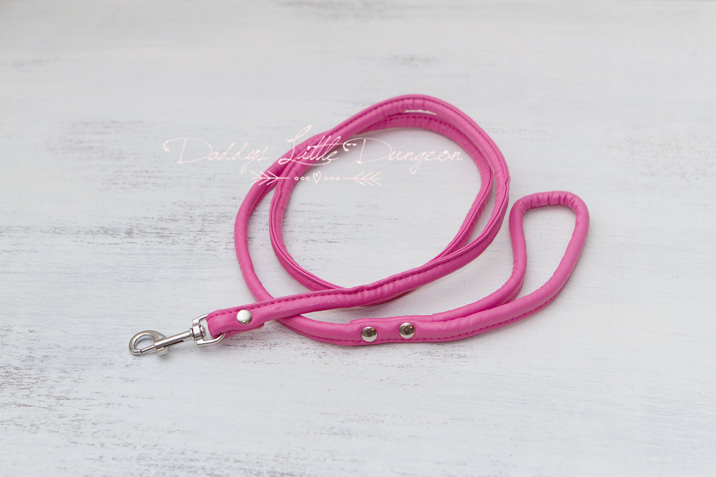 Hot Pink Heart Charm Bondage Collar & Leash Set
