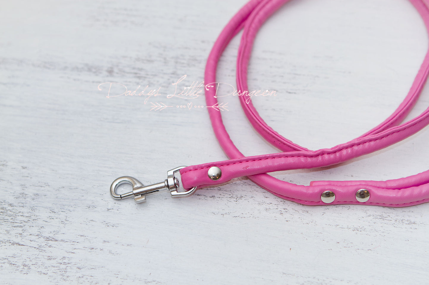 Hot Pink Heart Charm Bondage Collar & Leash Set