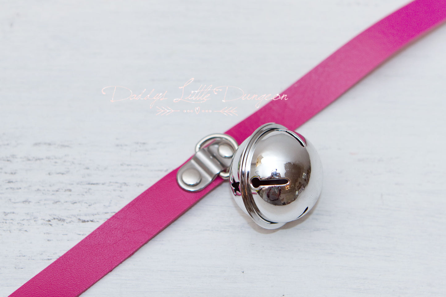 Hot Pink Huge Bell Bondage Collar & Leash Set