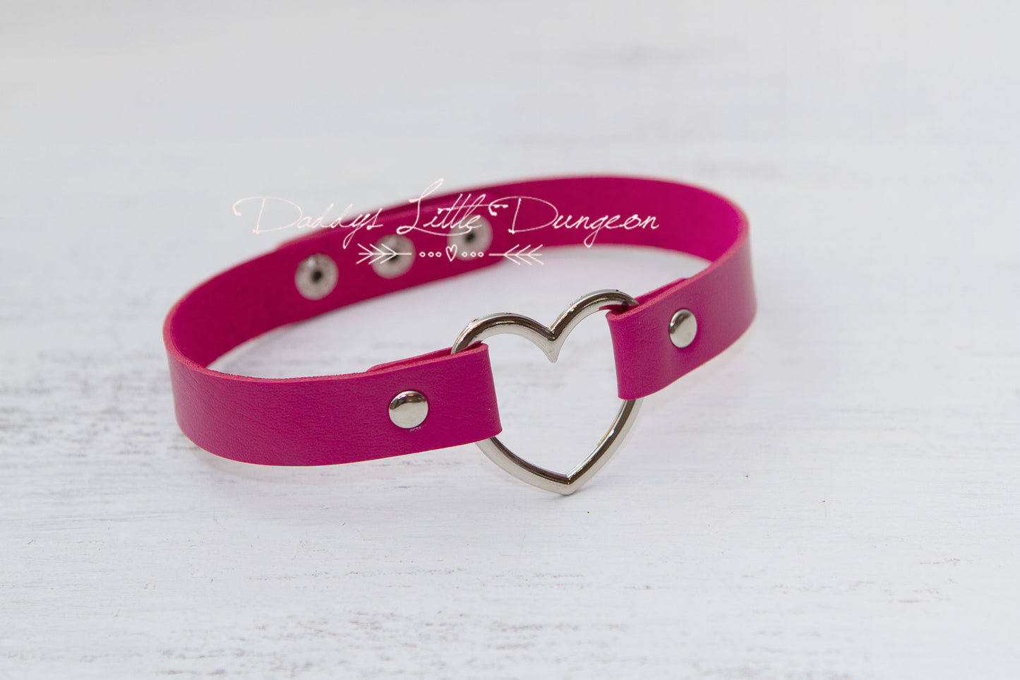 Hot Pink Heart Bondage Collar & Leash Set