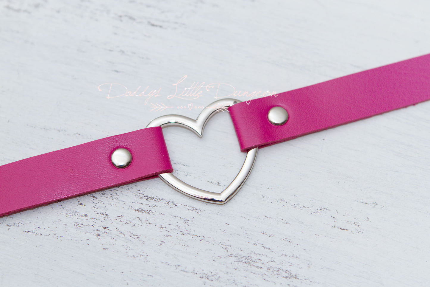Hot Pink Heart Bondage Collar