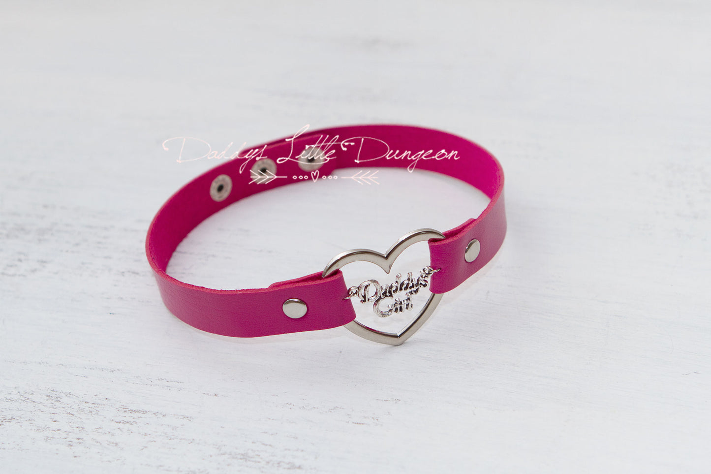 Hot Pink Daddy's Girl Heart Bondage Collar