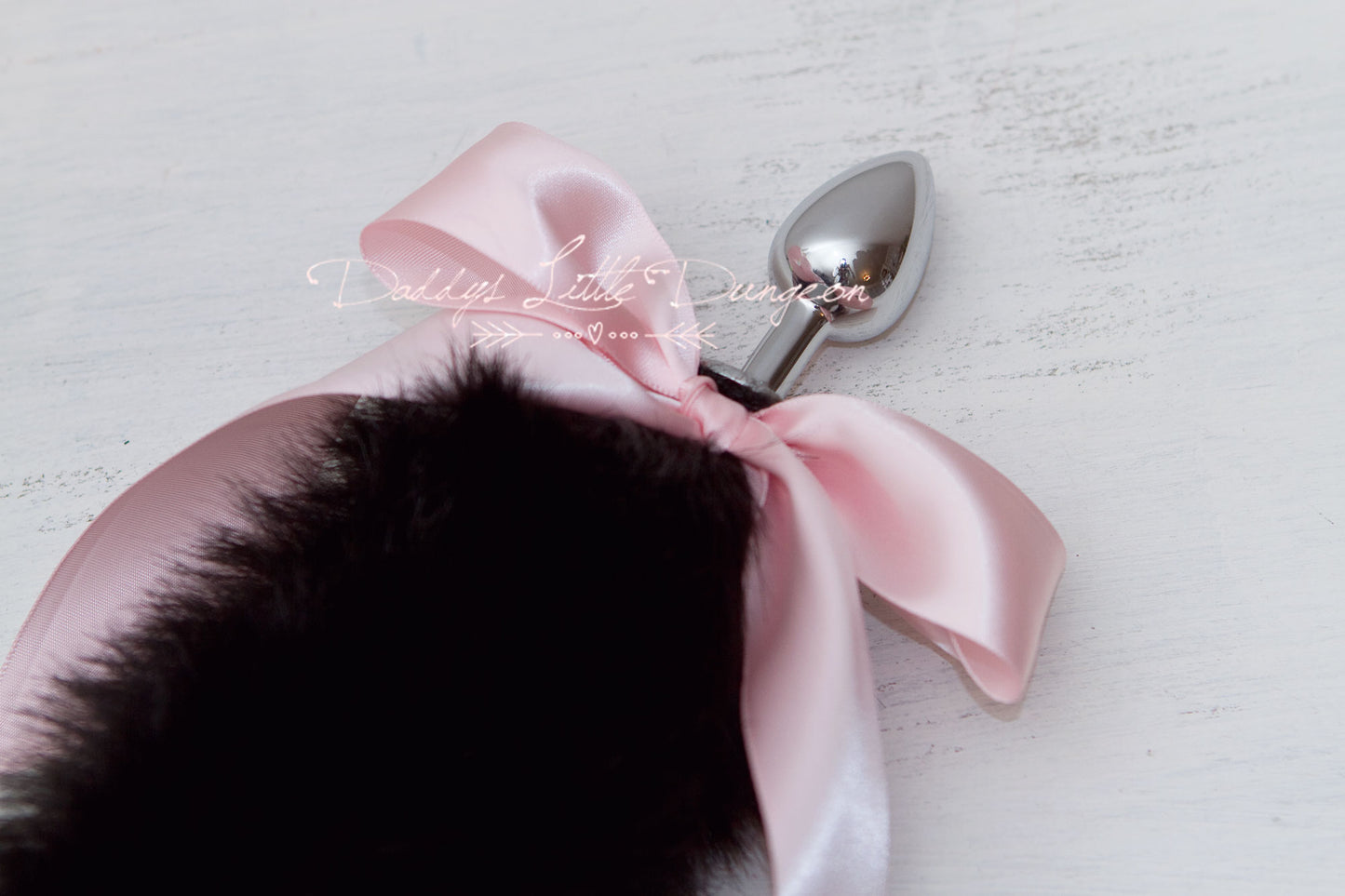 Cute BDSM butt plug - black and pink fox tail for anal, DDLG sex toys, Kawaii cosplay, Femdom sissy plug, petplay and pet play.