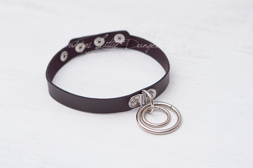 Black Multiple Ring Bondage Collar