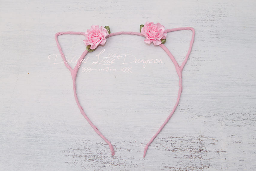 Pretty Floral Kitten Ears Pink Flowers Pet Play Cat Submissive Daddys Little Girl Cosplay Petplay BDSM Kawaii ABDL Kitty DDLG Fairy Sissy