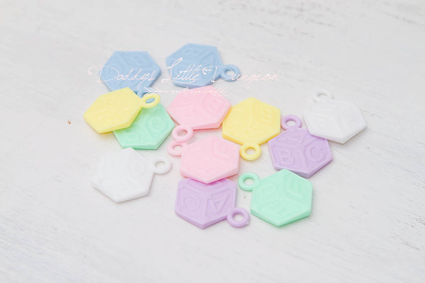 ABDL DDLG Pastel Baby Block Charm Necklace Daddy's Little Girl Princess Dangle Lolita Kawaii Adult Sissy Submissive Master BDSM Jewelry