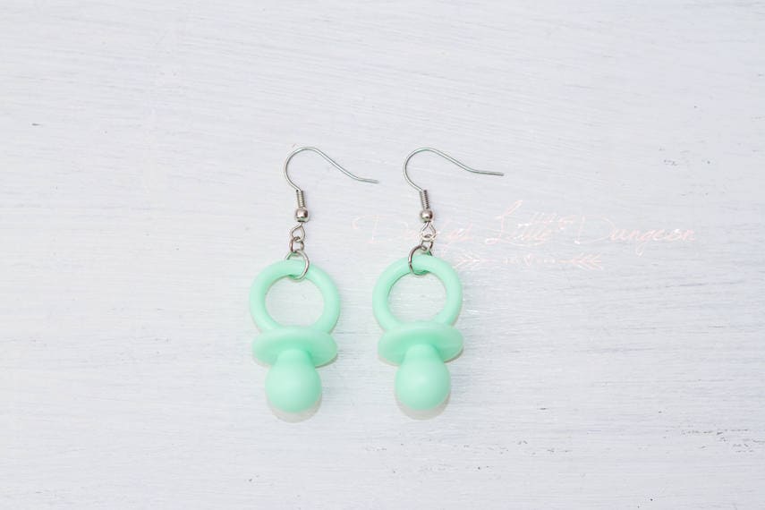 ABDL DDLG Cute Pacifier Binkie Pierced Earrings Daddy's Little Girl Dangle Lolita Kawaii Baby Sissy Submissive Master BDSM Jewelry mdlg