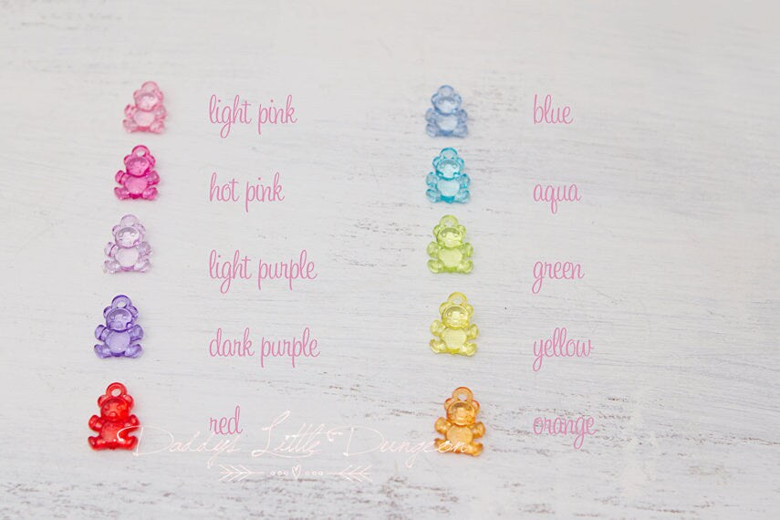 ABDL DDLG Cute Simple Teddy Bear Charm Necklace Daddy's Little Girl Princess Gummy Clear Lolita Baby Sissy Sub Master BDSM Jewelry Kawaii