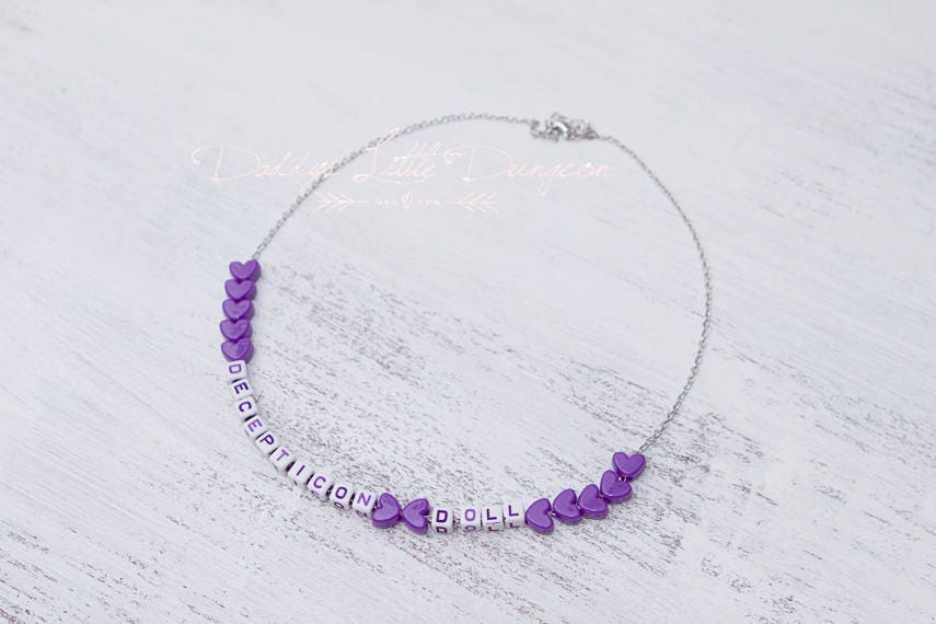 DDLG BDSM Cute Custom Naughty Nickname Word Colorful Necklace ABDL Baby Gift Pet Play Kitten Kawaii Daddy's Little Girl Cosplay mature