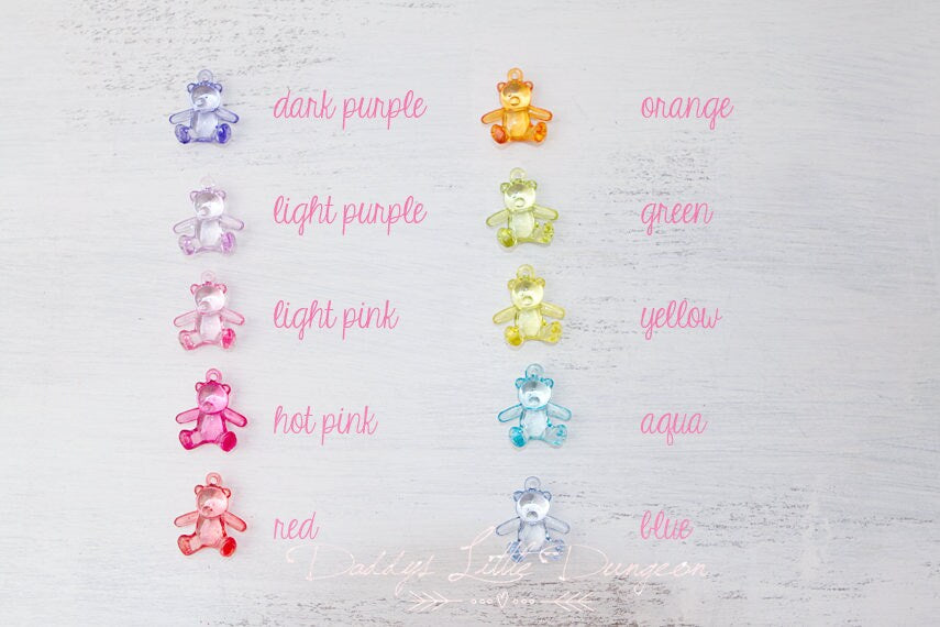 ABDL DDLG Cute Teddy Bear Charm Necklace Daddy's Little Girl Princess Gummy Clear Lolita Baby Sissy Sub Master BDSM Jewelry Kawaii Goth