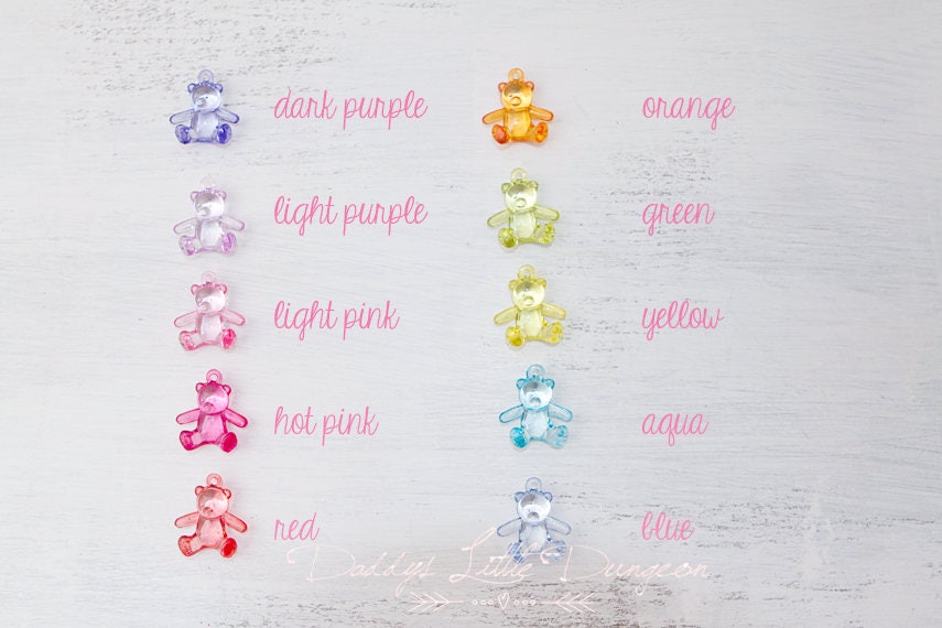 ABDL DDLG Teddy Bear Pacifier Charm Necklace Daddy's Little Girl Princess Gummy Clear Lolita Baby Sissy Sub Master BDSM Jewelry Kawaii Goth