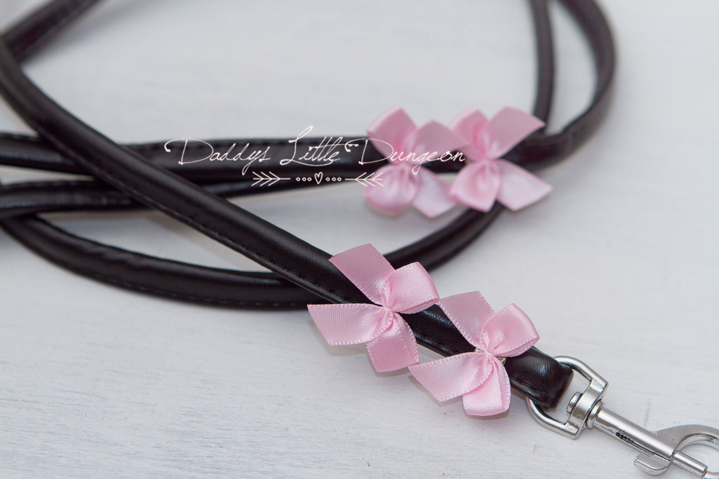 DDLG Pretty Black Pink BDSM Bondage Collar & Leash Set Bows Submissive Master Girly Sissy Daddys Little Girl Kawaii ABDL mature Baby mommy