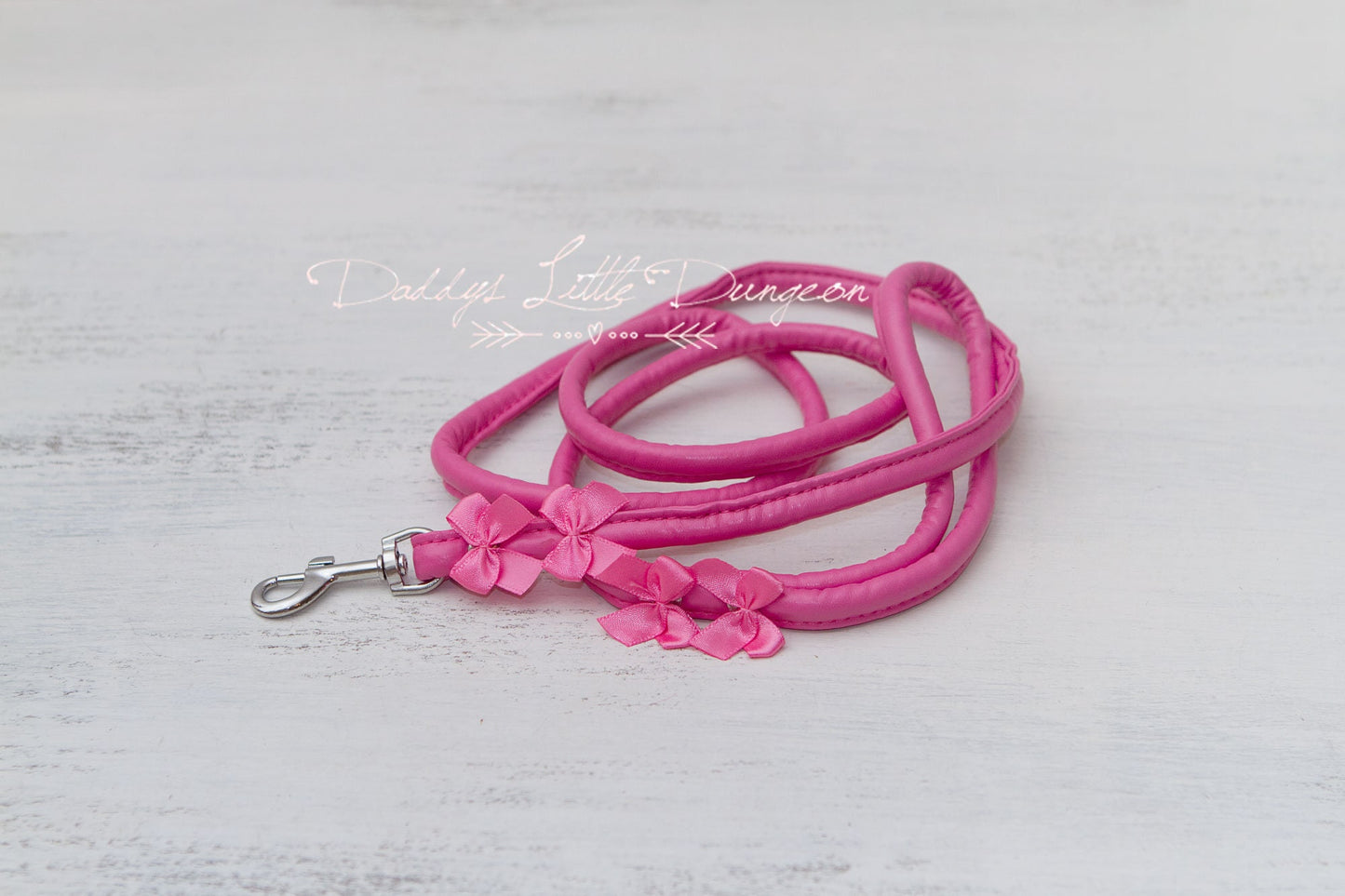 DDLG Pretty Pink BDSM Bondage Collar & Leash Set Bows Submissive Master Girly Sissy Daddys Little Girl Kawaii ABDL mature Baby mommy kitten