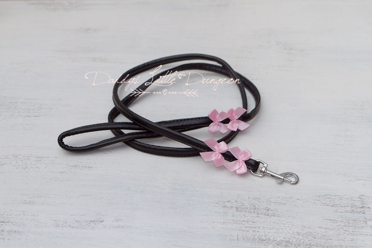 DDLG Pretty Black Pink BDSM Bondage Collar & Leash Set Bows Submissive Master Girly Sissy Daddys Little Girl Kawaii ABDL mature Baby mommy