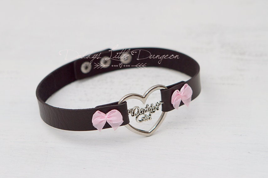 DDLG Pretty Black Pink BDSM Bondage Collar & Leash Set Bows Submissive Master Girly Sissy Daddys Little Girl Kawaii ABDL mature Baby mommy
