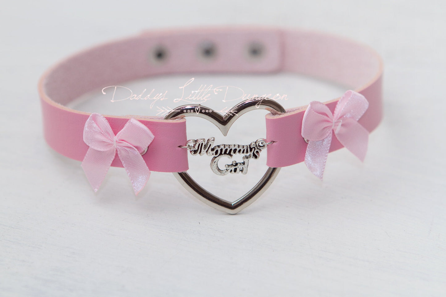 MDLG Pink MOMMY'S GIRL Charm Heart Day Collar Lolita Choker Satin Bows Pet Play Kitty Submissive Little Baby Petplay abdl mature pride bdsm