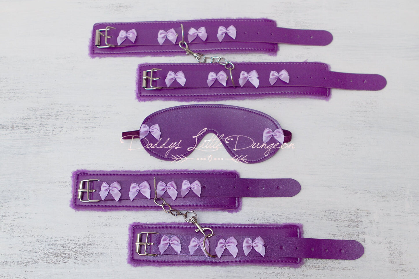 bdsm ~ MASKED BONDAGE SET ~ Purple Wrist Ankle Cuffs & Eye Mask Sub Daddys Girl Boy Kitten Master Kinky Fetish ddlb ddlg mature mdlb mdlg