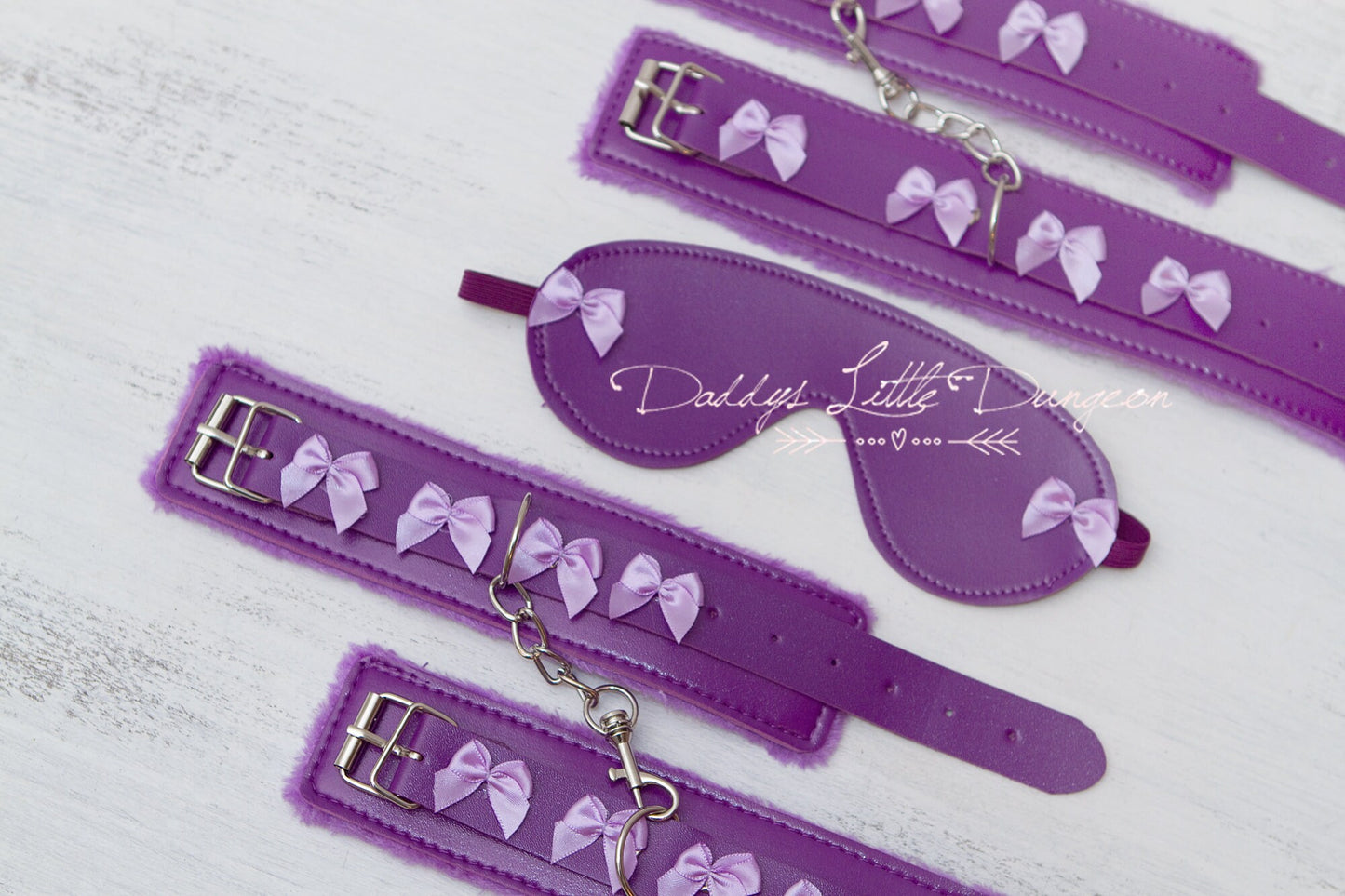 bdsm ~ MASKED BONDAGE SET ~ Purple Wrist Ankle Cuffs & Eye Mask Sub Daddys Girl Boy Kitten Master Kinky Fetish ddlb ddlg mature mdlb mdlg