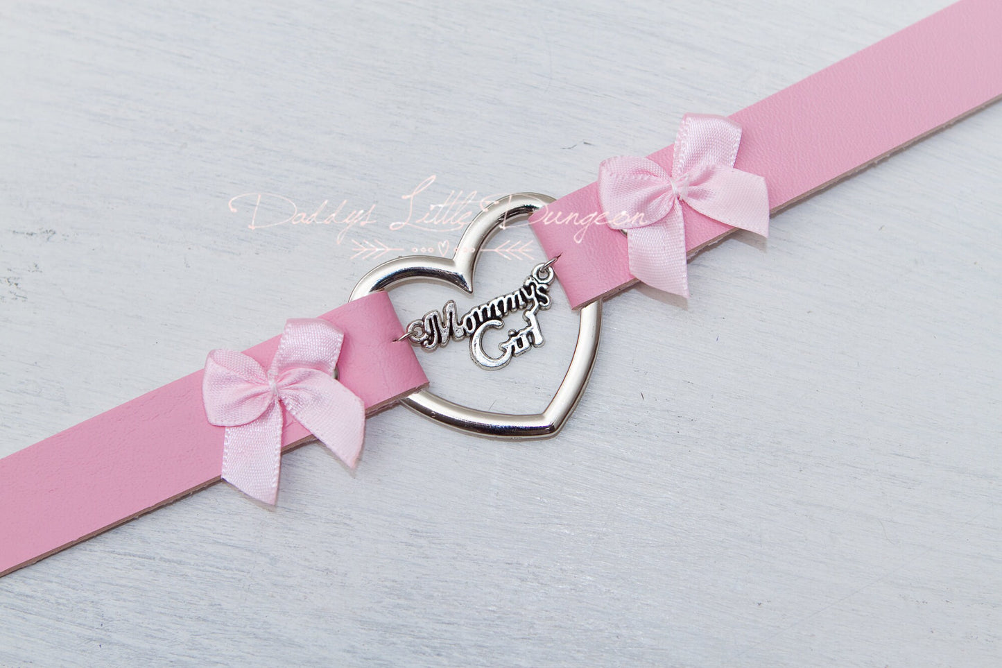 MDLG Pretty Pink MOMMY'S GIRL Bondage Collar & Leash Set Bows Master Girly Sub Sissy Daddys Little Kawaii abdl mature Baby ddlb mdlb bdsm