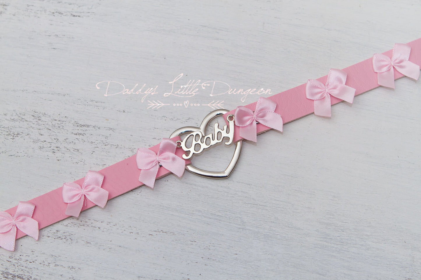 DDLG Pretty Pink BABY Bondage Collar Leash Ball Gag Set Bows Submissive Master Girly Sissy Daddys Little Girl Kawaii ABDL mature bdsm mommy