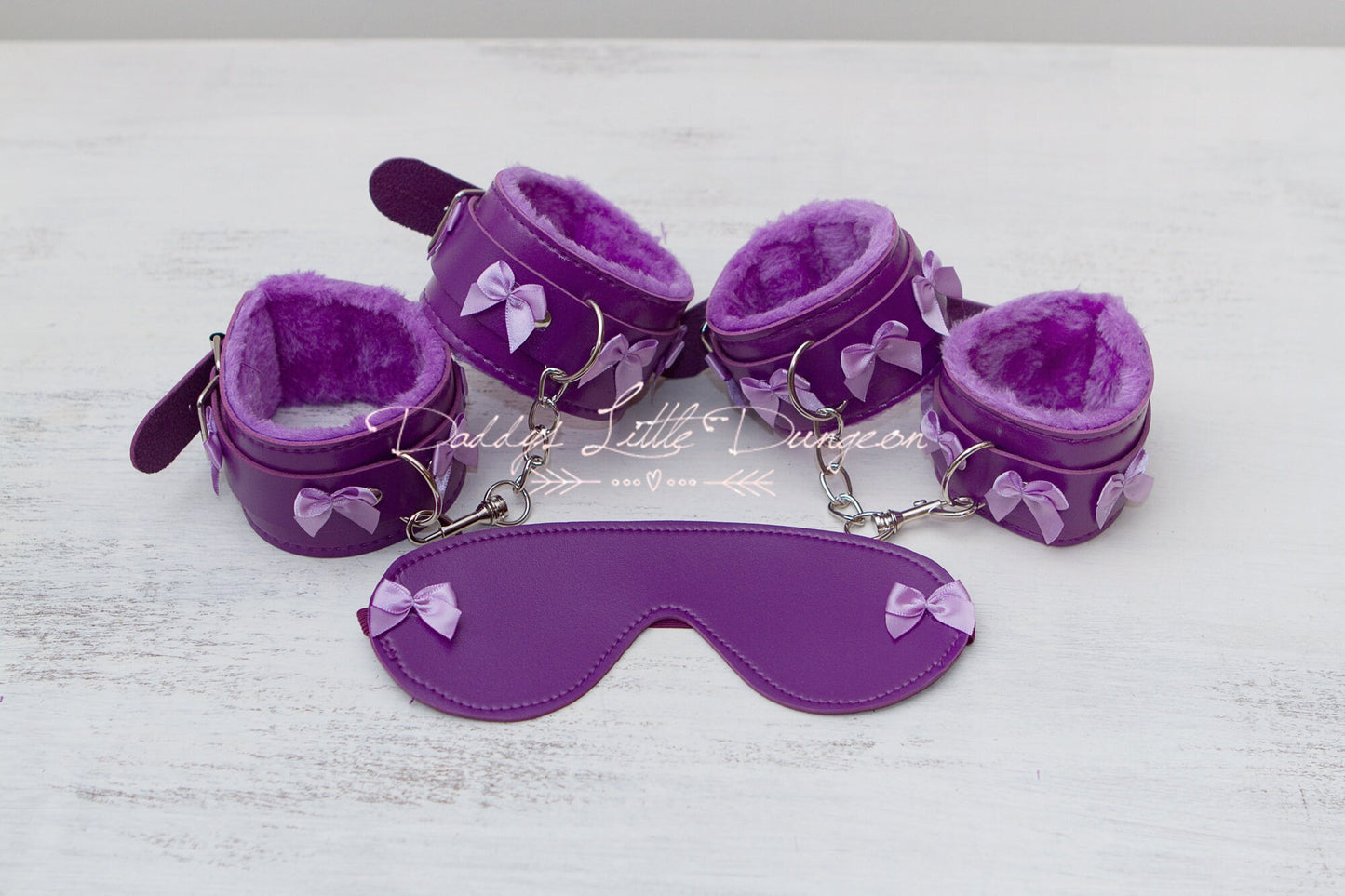 bdsm ~ MASKED BONDAGE SET ~ Purple Wrist Ankle Cuffs & Eye Mask Sub Daddys Girl Boy Kitten Master Kinky Fetish ddlb ddlg mature mdlb mdlg