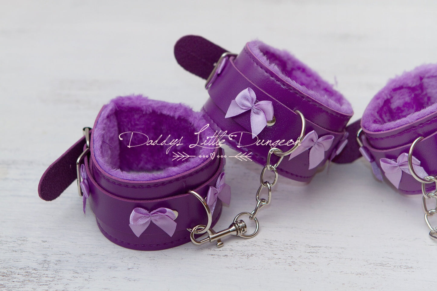 bdsm ~ 2x CUFFS BONDAGE SET ~ Purple 2 Pairs Wrist & Ankle Sub Daddys Girl Boy Kitten Master Kinky Fetish ddlb ddlg mature mdlb mdlg abdl