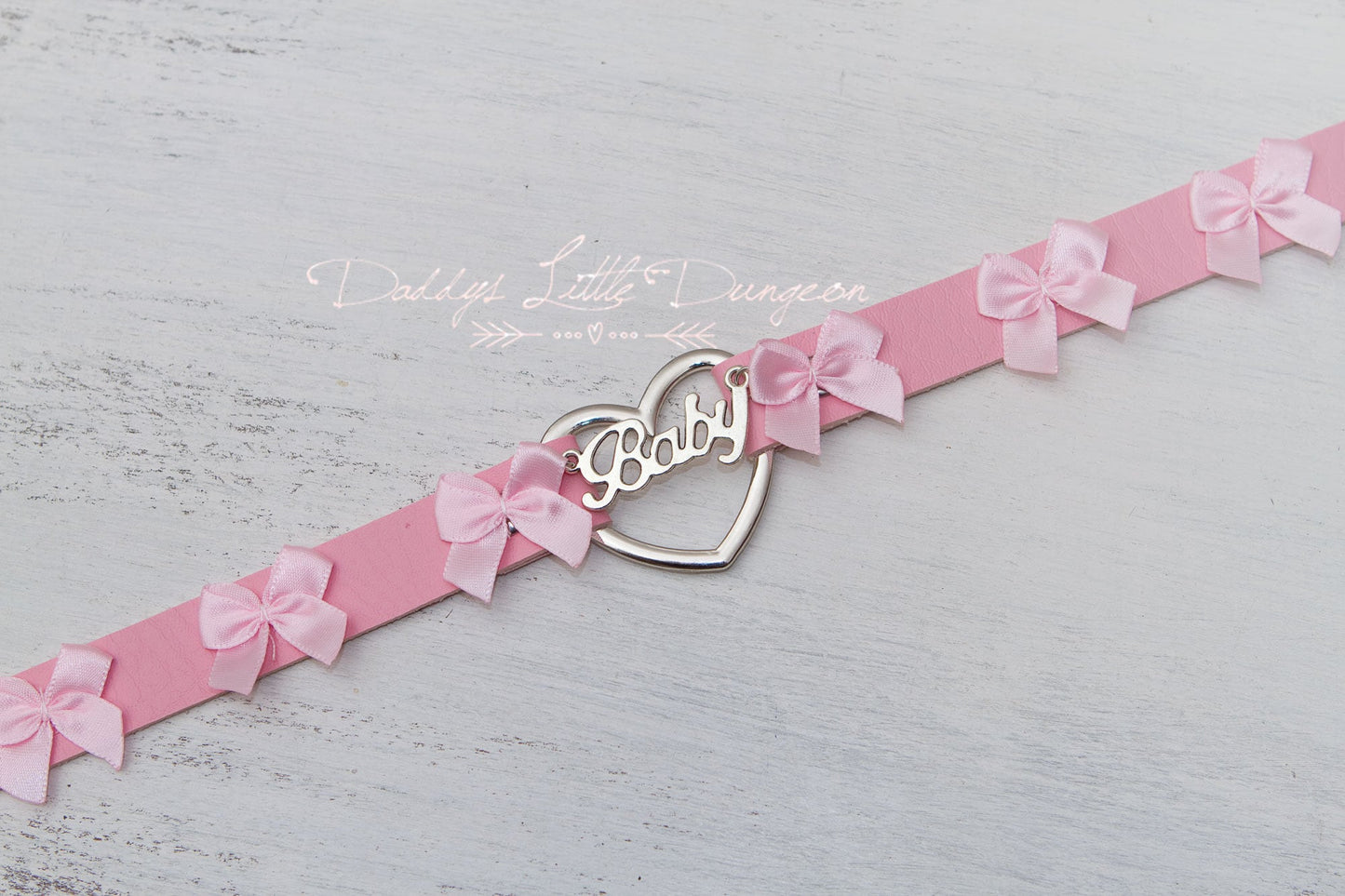 DDLG Pretty Pink BABY bdsm Bondage Collar & Leash Set Bows Submissive Master Girly Sub Sissy Daddys Little Girl Kawaii ABDL mature mommy
