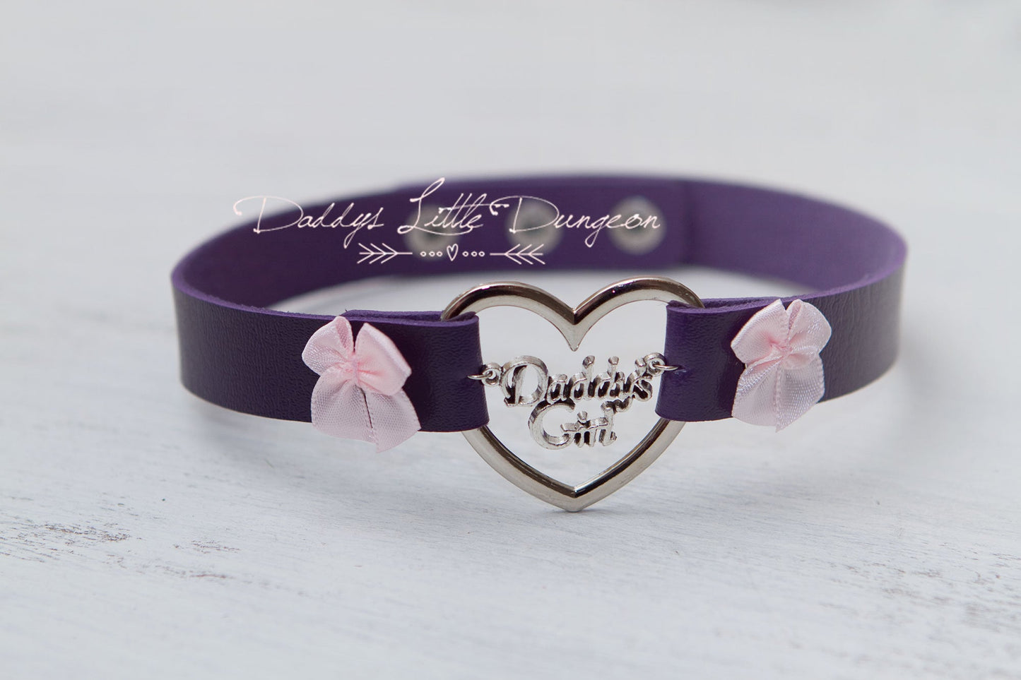 BDSM DDLG Purple Pink Daddy's Girl Charm Heart Day Collar Lolita Choker Satin Bows Pet Play Kitty Submissive Little Baby Kitten ABDL mature