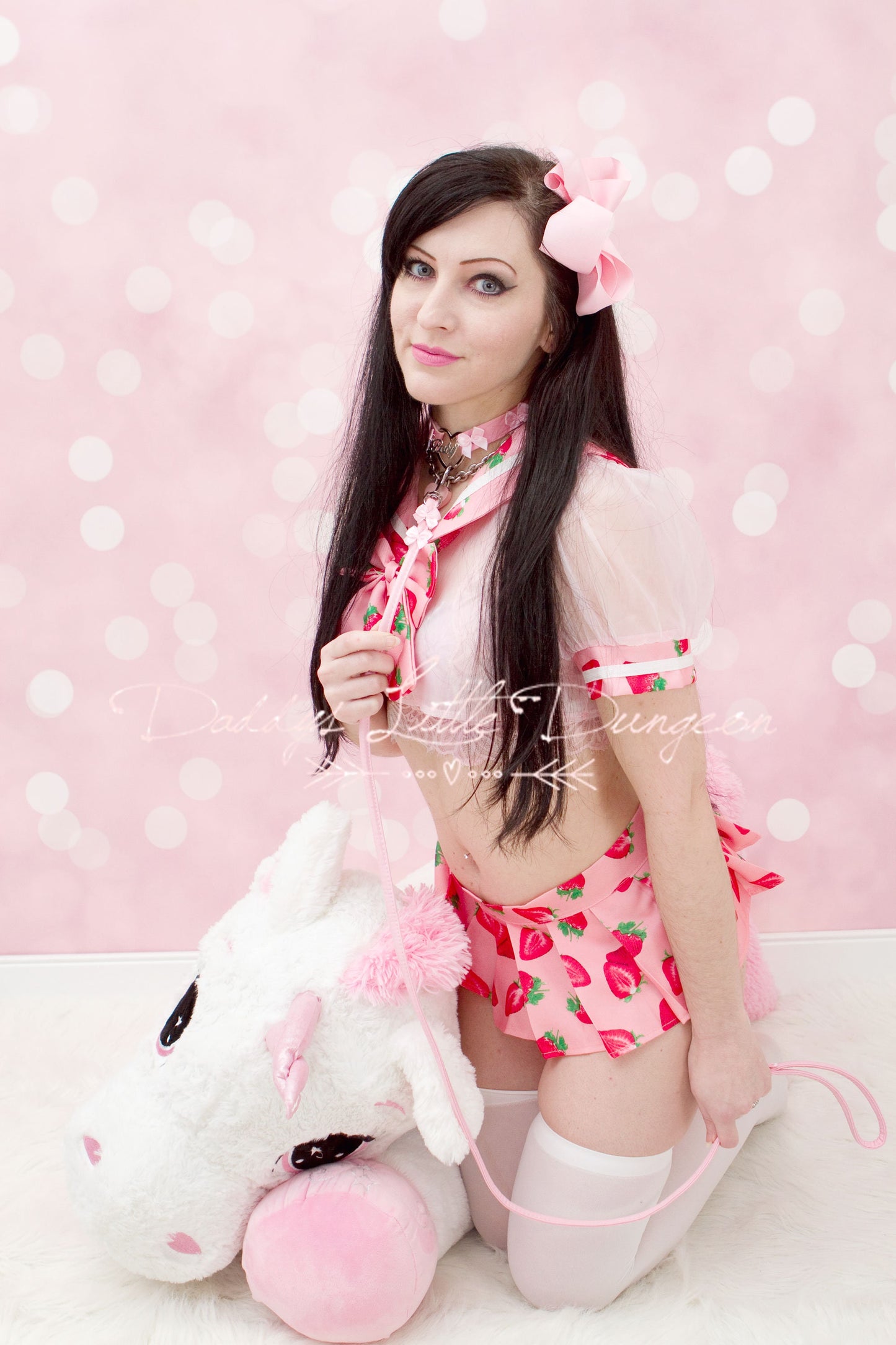 DDLG Arctic Fox Pink Pet Play Set - Fox Kitty Ears Collar Anal Butt Plug Tail Puppy Kitten Cat Furry Petplay BDSM sub ABDL brat mature 18+