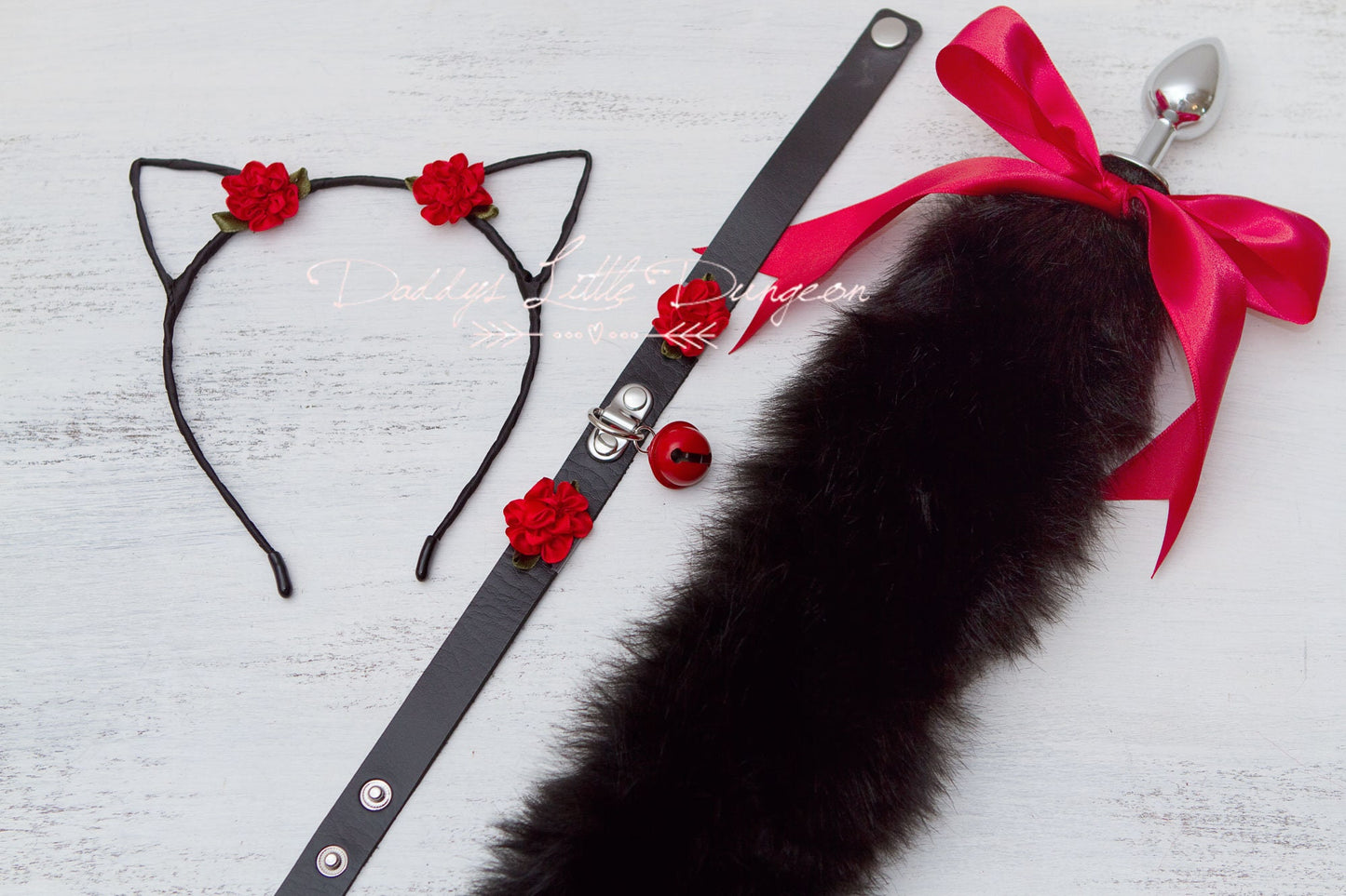 18+ Pet Play Starter Set - Fox Kitty Ears Bows Collar Anal Butt Plug Tail Kitten Cat Submissive Cosplay Petplay BDSM abdl DDLG mature