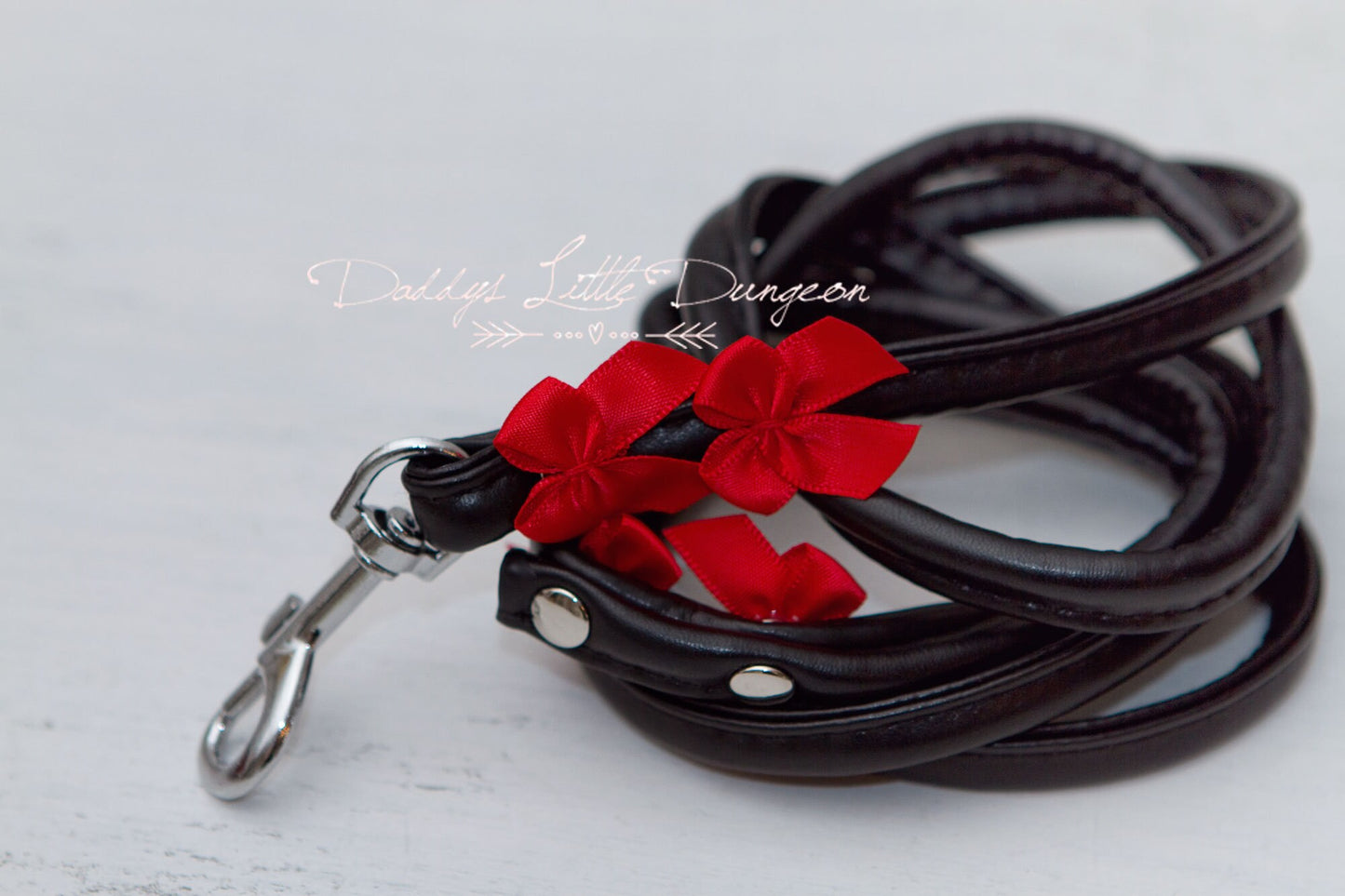 DDLG Pretty Black BDSM Leash Satin Bows Submissive Master Kitten Kitty Pet Play Petplay Girly Sub Sissy Daddys Little Girl ABDL mature mommy