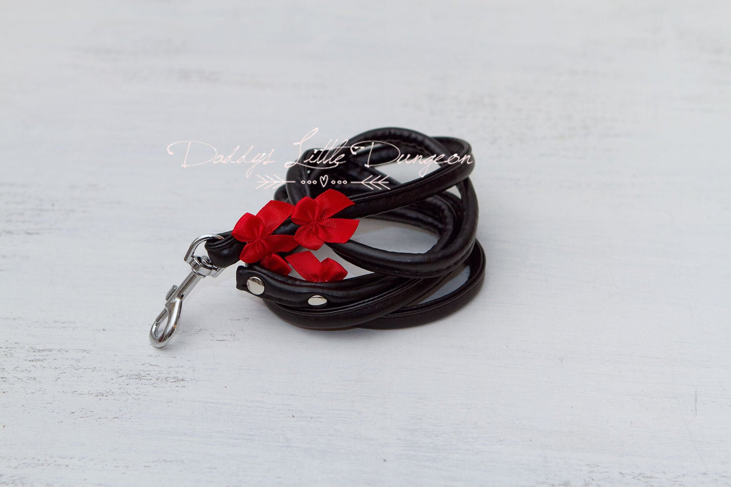 DDLG Pretty Black BDSM Leash Satin Bows Submissive Master Kitten Kitty Pet Play Petplay Girly Sub Sissy Daddys Little Girl ABDL mature mommy