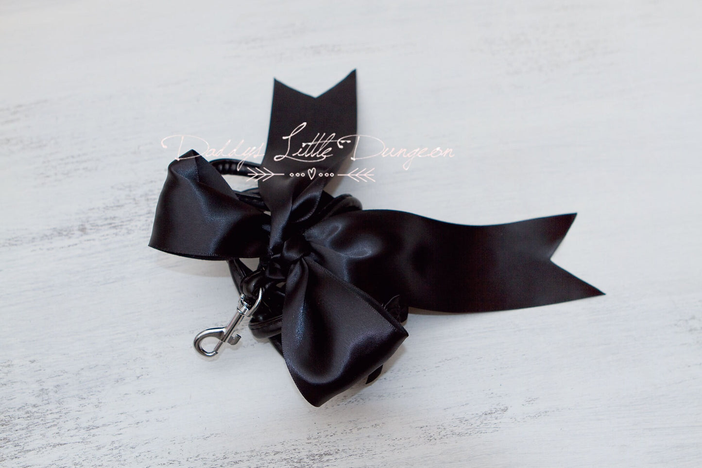 DDLG Gothic Black BDSM Leash Satin Bows Submissive Master Kitten Kitty Pet Play Petplay Girly Sub Sissy Daddys Little Girl ABDL mature mommy