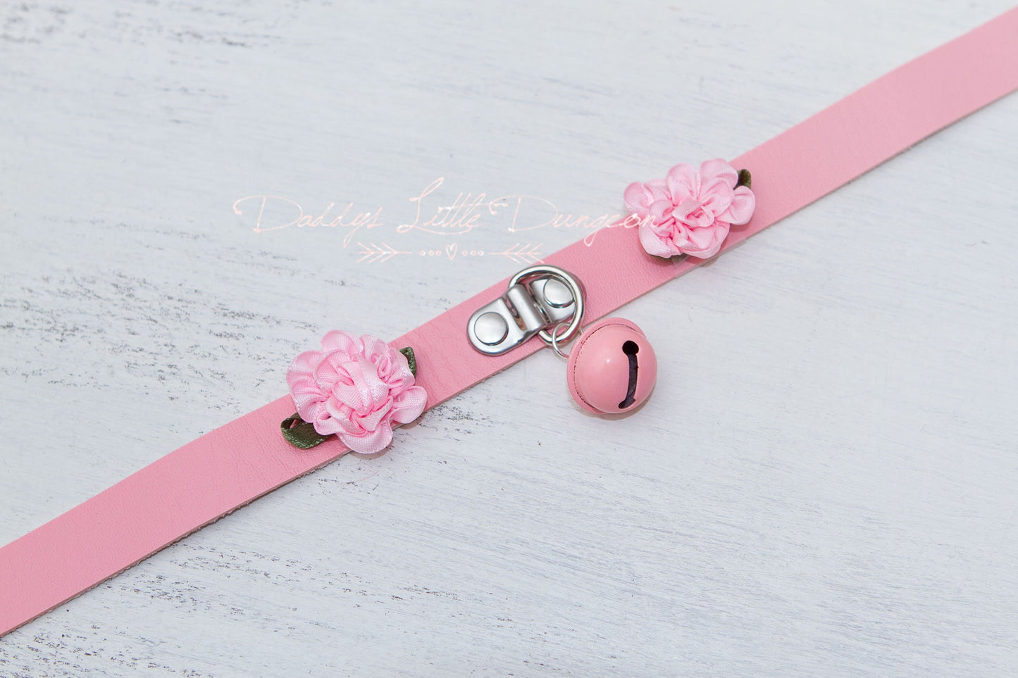 DDLG Pet Play Pastel Goth Bondage Collar & Leash Set Flowers Kitty Puppy Furry Pink BDSM Sub Master Sissy Daddys Little Girl Kawaii mature