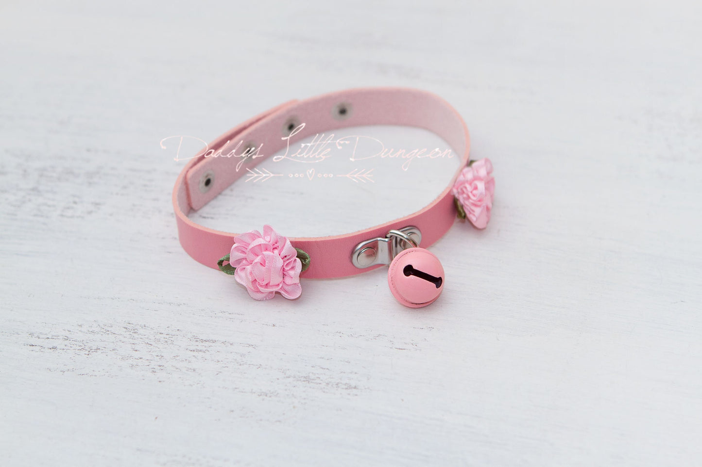 DDLG Pet Play Pastel Goth Bondage Collar & Leash Set Flowers Kitty Puppy Furry Pink BDSM Sub Master Sissy Daddys Little Girl Kawaii mature
