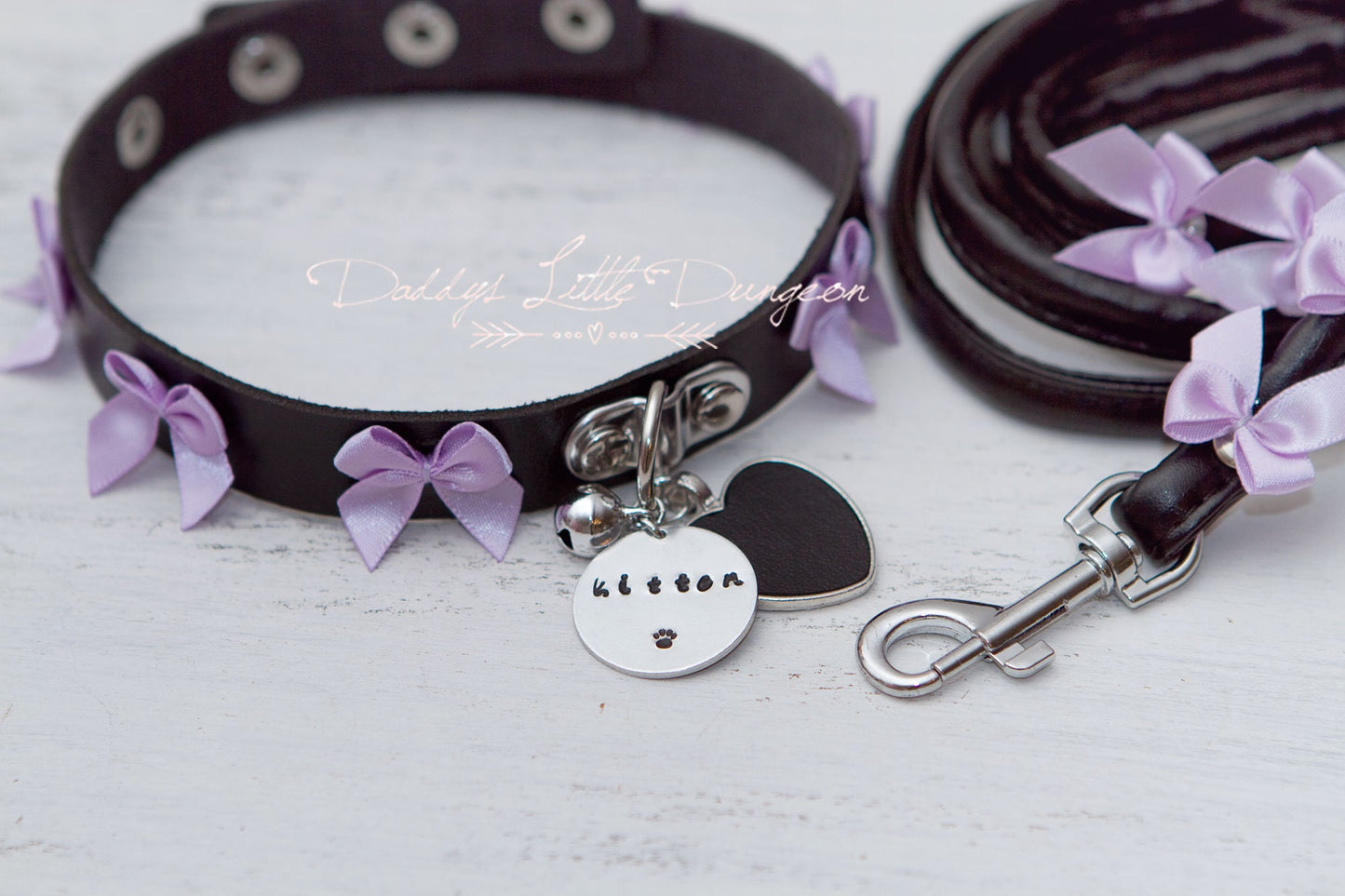 DDLG Gothic Personalizable Pet Play Bondage Collar & Leash Set Fox Kitty Puppy Furry BDSM Sub Master Sissy Daddys Little Girl Kawaii mature