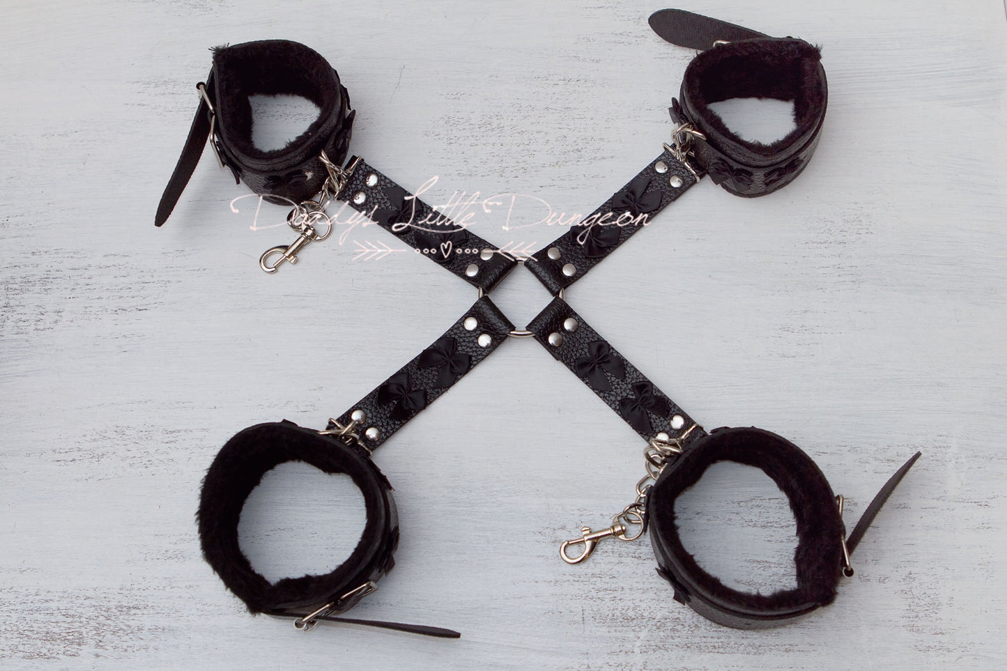 DDLG Pretty Goth BDSM Bondage Harness Hogtie Hog tie for Hand Wrist Cuffs Roses Girly Sub Daddys Little Girl Kitten Furry Kawaii ABDL mature