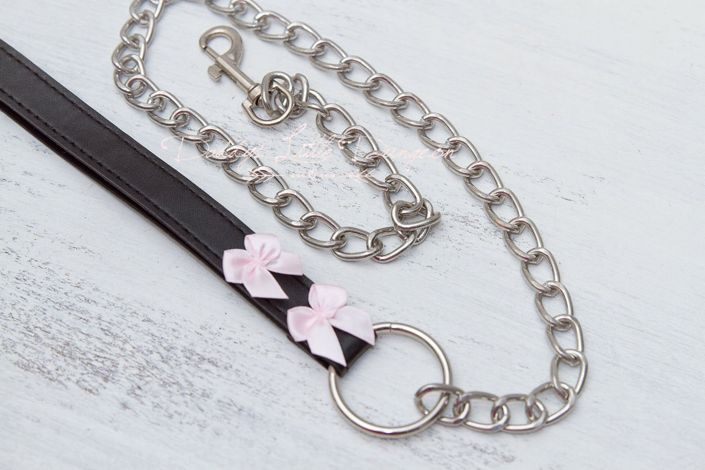 DDLG Black BDSM Chain Leash Satin Bows Submissive Master Kitten Kitty Pet Play Petplay Girly Sub Sissy Daddys Little Girl ABDL mature mommy