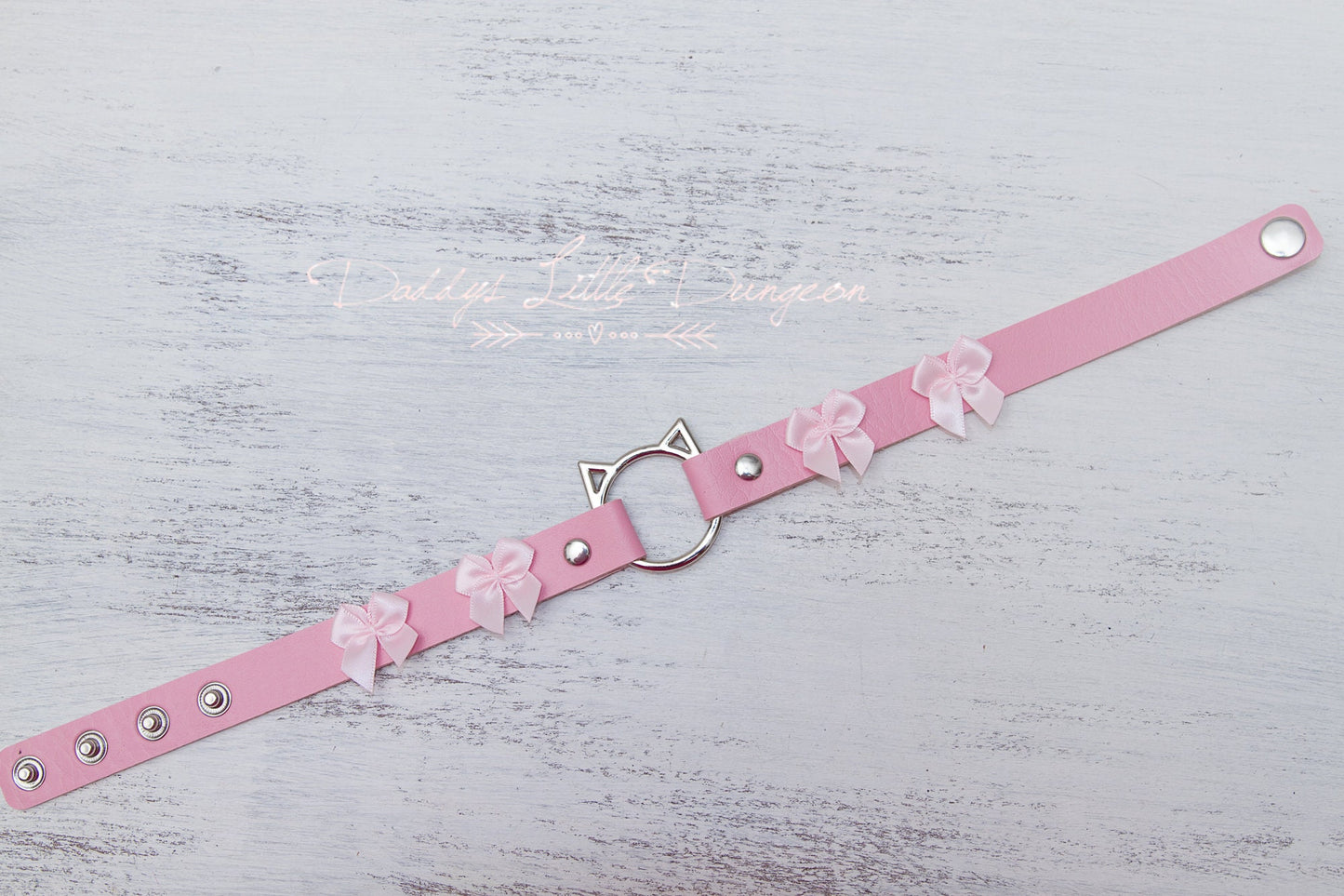DDLG Kitty & Bow Pink Pet Play Bondage Collar Fox Kitten Puppy Furry BDSM Sub Master Sissy Daddys Little Girl Kawaii mature