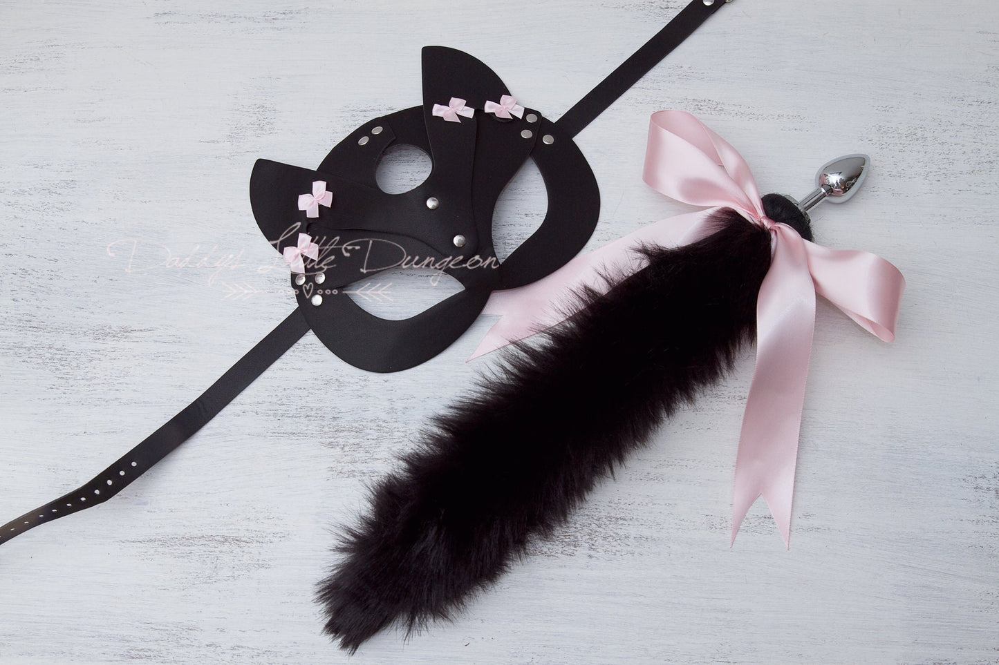 Gothic Pet Play Fetish Mask & Butt Plug Set - Fox Tail, Kitty Ears, Collar Leash, Anal Sex Toy Kitten Cat Petplay BDSM ABDL DDLG mature 18+