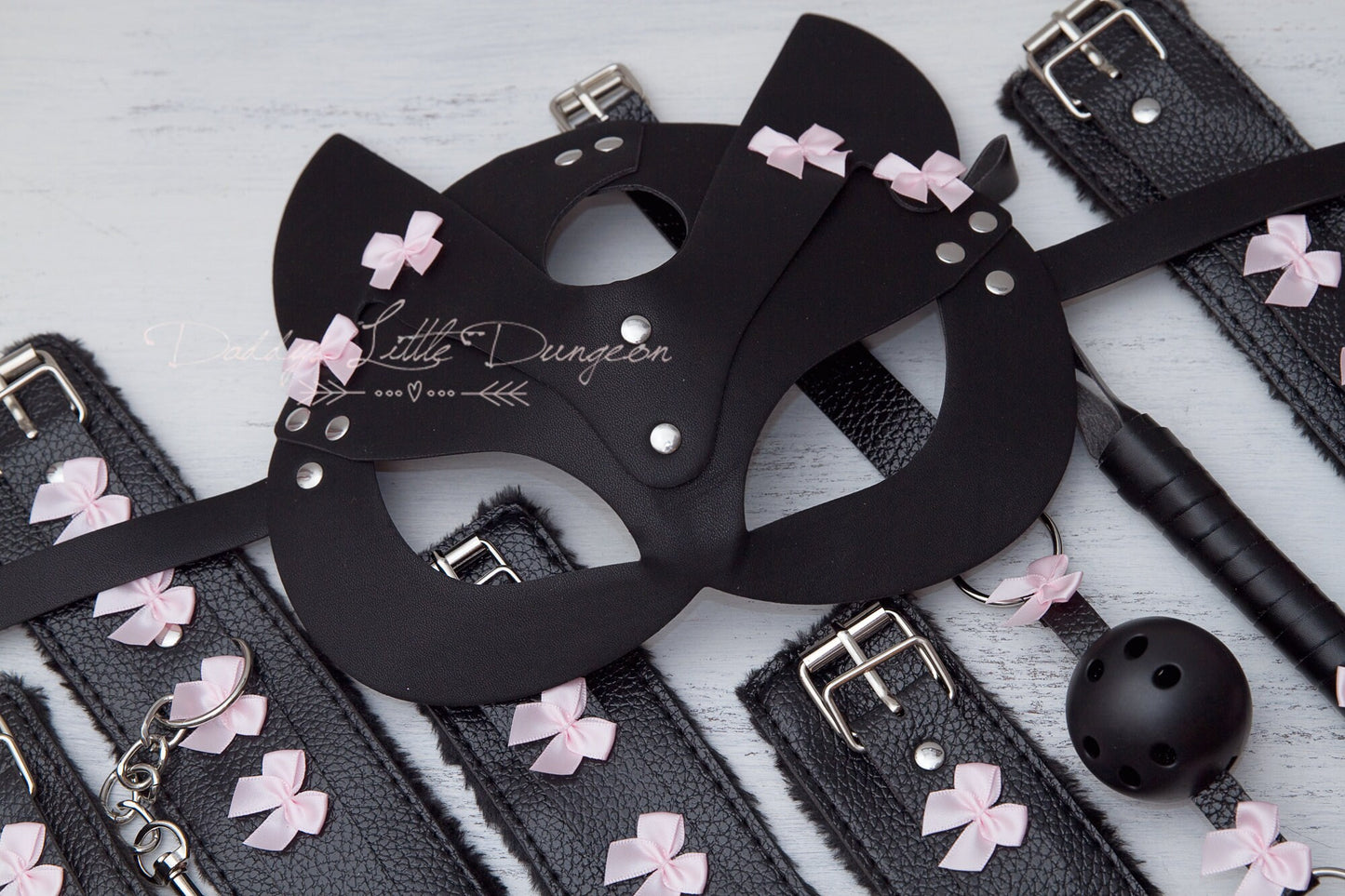 18+ ULTIMATE BDSM Pet Play Bondage Set - Restraints, Sex Toys, Fox Tail Butt Plug Cat Ears Collar Cuffs Ball Gag Kitten Petplay DDLG mature