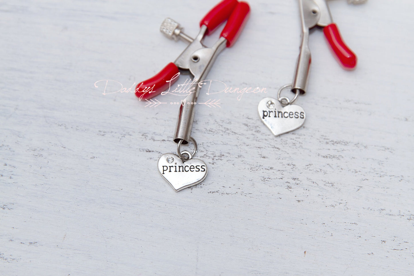 Red BDSM Bondage Fetish Rhinestone Nipple Clamps - Daddy, Baby Girl, Princess, Baby Boy, DDLG Daddy's Little, Petplay Sex Toys abdl mature