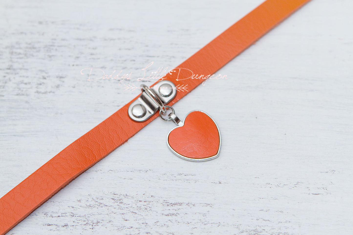 Orange Heart Charm Bondage Collar