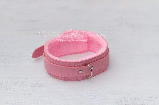 Pink Fur Bondage Collar