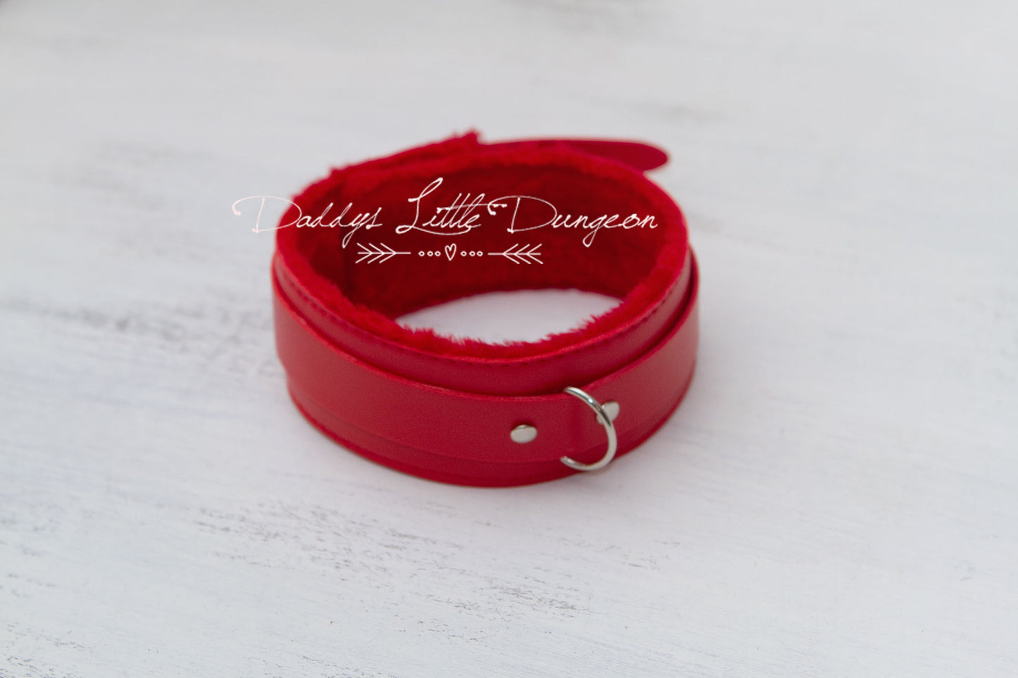 Red Fur Bondage Collar & Leash Set