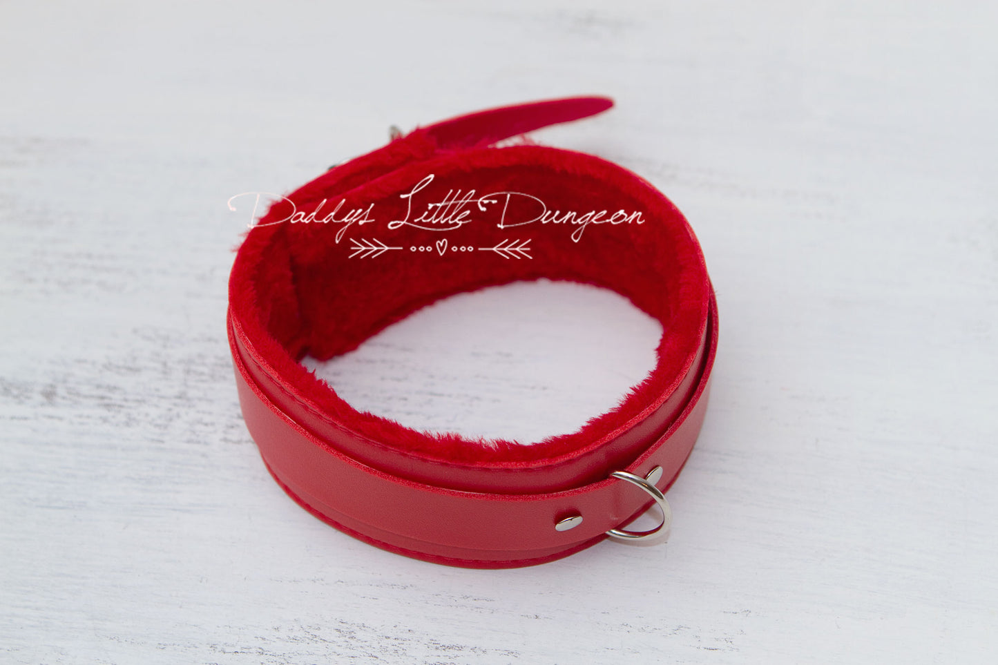 Red Fur Bondage Collar & Leash Set